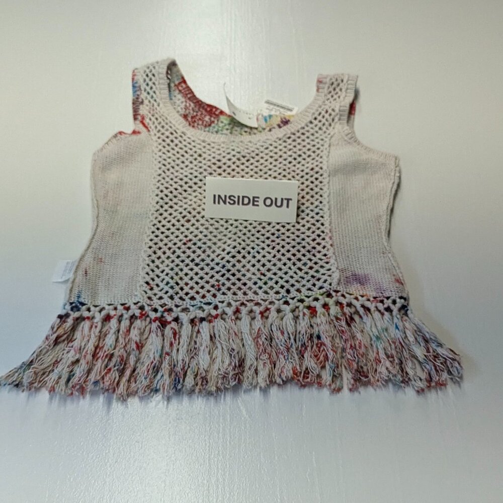 NWT Issey Miyake Cotton Tank Size 2 Multicolored Crochet With Fringe Tassles - Picture 15 of 16